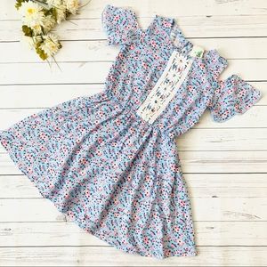 Girls Soft blue floral dress